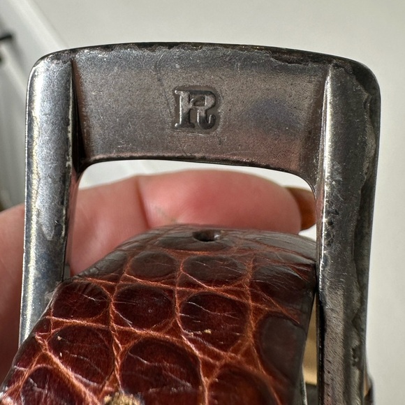 Vintage Genuine Italian Calfskin Belt w/ Western Silver Buckle Concho Size 44 - Picture 4 of 5